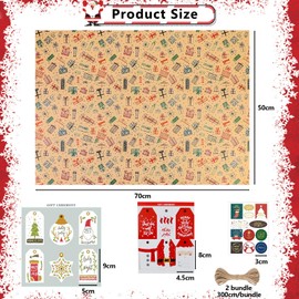 Christmas Wrapping Paper Set, 12 Sheets of Christmas Wrapping Paper, Christmas Wrapping Paper, Christmas Paper Wrapping Paper for Parties and Celebrations, 70 cm x 50 cm