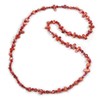 Avalaya Long Rose Red Shell Nugget and Faceted Glass Bead