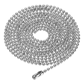 HARFINGTON Stainless Steel Ball Chain 1.5mm 29.5" Length 316L Round Bead Necklace Dog Tag Pull Chains with Connectors Clasps for Men Women Jewelry Making Bracelets Keychain, Silver