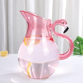 Supreme Housewares Flamingo Shaped Water Pitcher with Handle, BPA-Free Reusable Acrylic Jug for Fruit Tea, Iced Tea, and Lemonade, Pink, 2.7 Quart