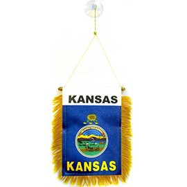 AZ FLAG - Kansas Bunting - 15 x 10 cm - State of Kansas Mini Flag 10 x 15 cm - Car Pennant Special Car