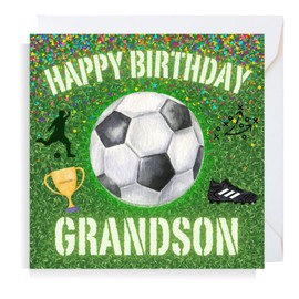 Second Ave Football Grandson Square Children's Kids Birthday Greeting Card for Boy