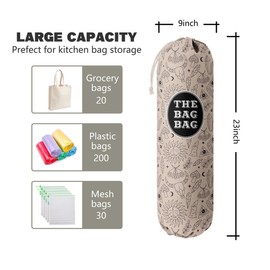 The Bag Bag Grocery Bag Holder, Boho Pattern Grocery Bags Holder Organizer For Shopping Bags, Wall Mount Plastic Bags Storage Container Dispensers, Kitchen Gifts For Women Family Grandma Mom(H-30)