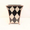 7" Hand Painted Wastebasket Bin Container/Orchid Planter- Black and White
