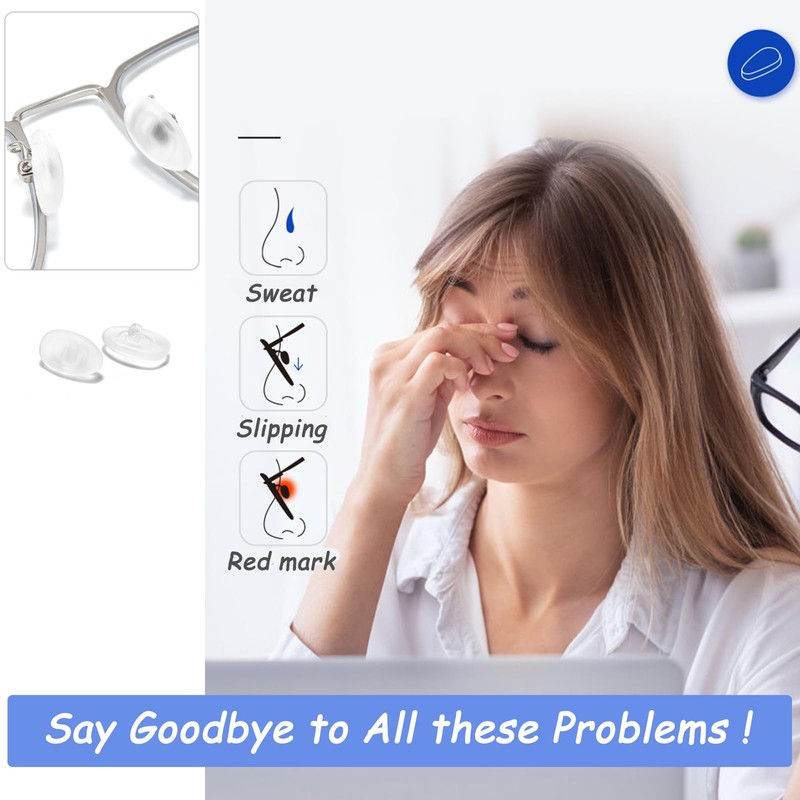 5 Pairs Silicone Screw-in Nose Pads, Soft Anti-Slip Eyeglass Nose
