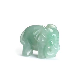 CrystalTears Green Aventurine Healing Crystal Elephant Figurine Carved Gemstone Statue Ornament for Home Desk Decor Good Luck Gifts for Women Men Christmas 1.6"