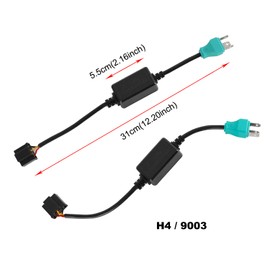 AAIWA H4 9003 Headlight Canbus, LED Decoder Anti Flicker Harness LED Conversion Kit 2 PCS Error Free Wiring Harness Adapter for LED Headlight Jeep Wrangler Harley Davidson