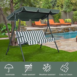 TANGZON Replacement Canopy, Waterproof & UV Resistant Swing Canopy Cover, Outdoor 2/3 Seat Swing Chair Awning for Patio, Garden and Courtyard (Green, 114 x 168cm)