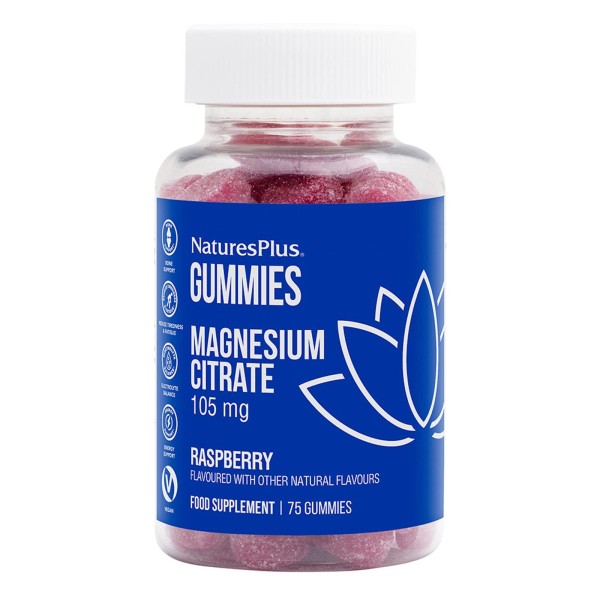 NaturesPlus Gummies Magnesium Citrate - 75 Gummies Raspberry - Helps