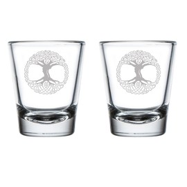 MIP Brand Set of 2 Shot Glasses 1.75oz Shot Glass Celtic Tree Of Life Irish