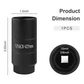 KIFIDAN Oil Pressure Sensor Socket,1 1/16 Socket 2 5/8" Long Oil Pressure Switch Socket Fits 3/8-Inch Drive or 1 1/8" Hex Wrench,Quick Removal/Installation Oil Sending Unit Socket (Black)