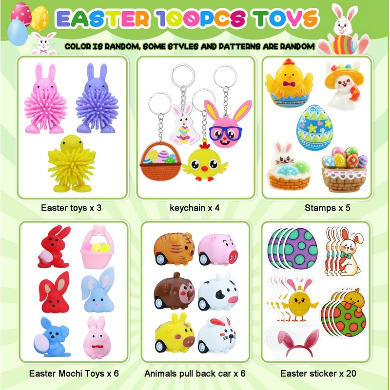 H-Style 100Pcs Easter Egg Fillers Filled - Easter Basket Stuffers