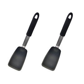 2 Pack Flexible Silicone Spatula, Turner, 600F Heat Resistant, Ideal for Flipping Eggs, Burgers, Crepes and More, Black (2, Black)