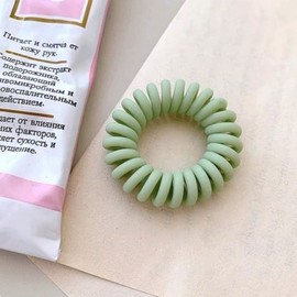 Tangle-free telephone cord spring hair tie light green (WFHCM7Y) / 꼬임방지 전화선 스프링 헤어끈 라이트그린 (WFHCM7Y)