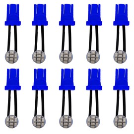 Double liang 10X Non Polar AC DC 6V 6.3V 194 T10 #555 LED F10 Wedge Base with a Telescopic Cable Non Polarity Pinball Game Machine (Blue)