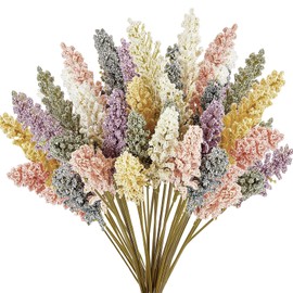 WILLBOND 36 Pcs Spring Artificial Breath Flowers Pastel Foam Berry Spike Picks Mini Fake Vanilla Flower Faux Bouquet for Home Vase Wedding Party Indoor Office Outside Hanging Decoration