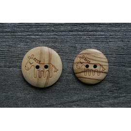 Cute Wooden Buttons 2 Hole Wooden Buttons with Horse Motif Made of Real Olive Wood and Partially Visible Grain (Pack of 10) (22 mm)