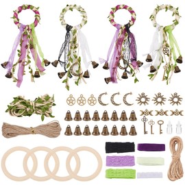 FREEBLOSS 4 Set Witch Bells DIY Kit for Door Knob Witch Bell Witchcraft Kit Witchy Decor Positive Hanging Wiccan Wind Chimes Witchcraft Supplies Witches Protection Bells for Adults Beginners