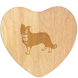 'Border Collie Sheepdog' Wooden Heart Shaped Chopping/Cutting Board (WB00043380)
