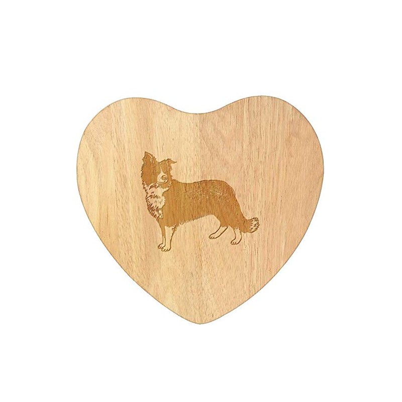 'Border Collie Sheepdog' Wooden Heart Shaped Chopping/Cutting Board (WB00043380)
