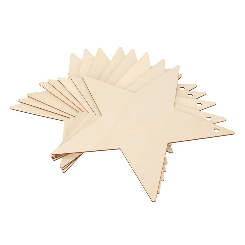 8Pcs Wooden Star Ornaments Blank Unfinished Small Christmas Tree Hanging