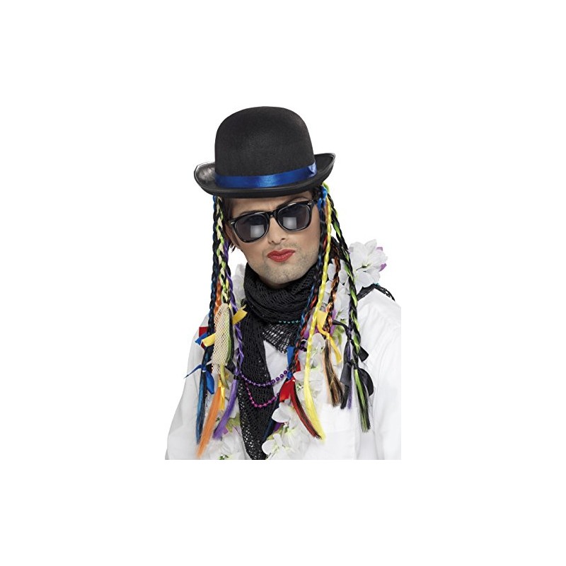 Smiffys Chameleon Bowler Hat with Multicoloured Braids Halloween
