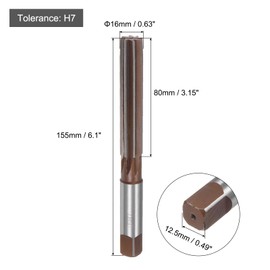 sourcing map Hand Reamer 16mm H7 Metric Reamer Drill Bit for Metal Wood Hole Reaming, Straight Flutes 9SiCr Alloy Steel Cutting Tool
