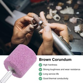 M METERXITY 3-Pack Abrasive Mounted Stone Grinding Bits, 1/4 IN(6mm) Shank Aluminum Oxide Polishing Sanding Drill Bit for Rotary Tools, 1.18IN(30mm) Dia 80 Grits Cylinder [Pink]