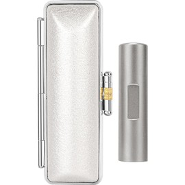 Sangou Hanko Stamp Set with Titanium Case, Blast Silver Titanium, Real Seal, Bank Seal, Recognition Seal with Target Mark, Titanium Stamp 1 Piece Set, Name Seal, Stamp 15.0mm, Clerical Script (0.59