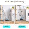 OUTNILI Mop and Broom Holder Wall Mount - Rustic Wood