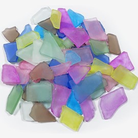 14oz Colorful Frosted Sea Glass Pieces for Crafts Frosted Flat Glass, Sea Glass Vase Fillers for Crafts Beach Glass Large Sea Glass Pieces Vase Fillers for Weddings Home Decor Crafts Bulk Sea Glass