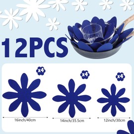 Queekay 12 Pcs Felt Pot and Pan Protectors 12/14/16 Inch Larger Thicker Pan Protector Pads, Colorful Pot Separators for Stacking Cookware Organizing Protecting (Dark Blue)