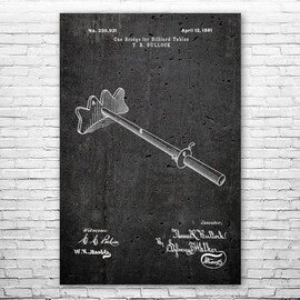 Cue Bridge Patent Print Poster (9x12) Game Room Art, Billiards Decor, Pool Player Gifts, Man Cave Decor, Garage Art, Gifts For Men