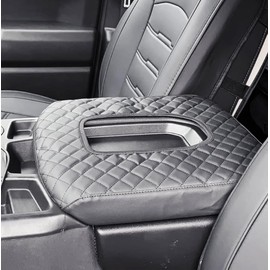 xinghe for 2014-2018 Silverado Sierra Jump Seat Console Leather Armrest Cover, Leather Center Console Cover for Silverado