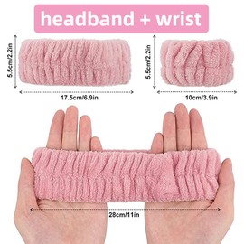 Spa Facial Headband 12 Pieces Spa Headband Wrist Washband Set Women Makeup Headband Girls Washing Face Headband Soft Microfiber for Makeup Bathing for Women Girls （Black & White & Grey & Pink）