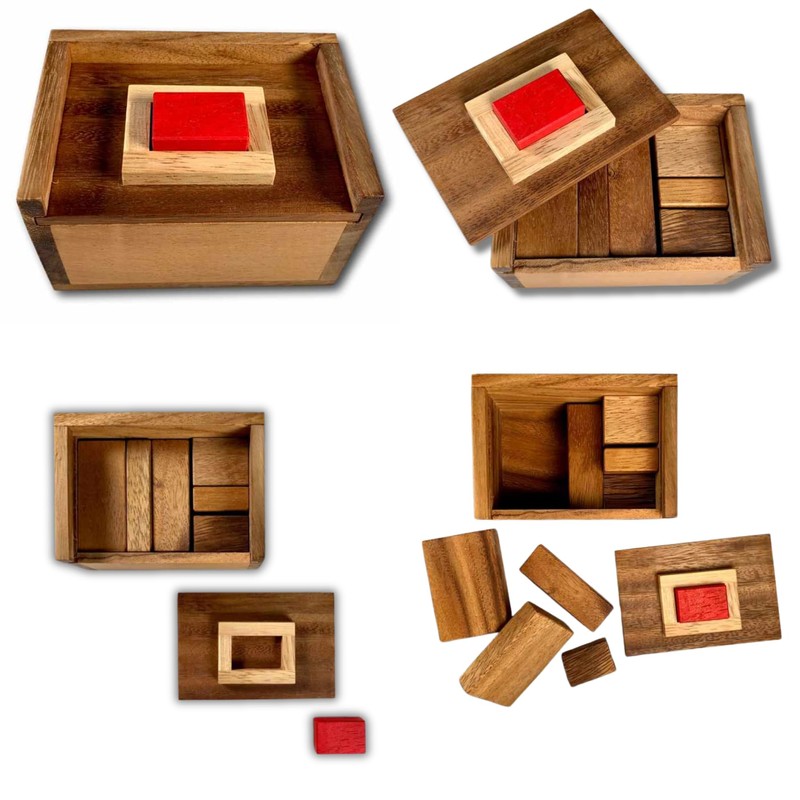 Difficult Puzzle for Adults - Hide The Red Stone Wood