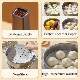 1000pcs Air Fryer Liners Disposable, 5 inch Bamboo Steamer Liners, Perforated Parchment Steaming Papers, Non-stick Steamer Mat Liner for Air Fryers Baking Cooking Oven (5")