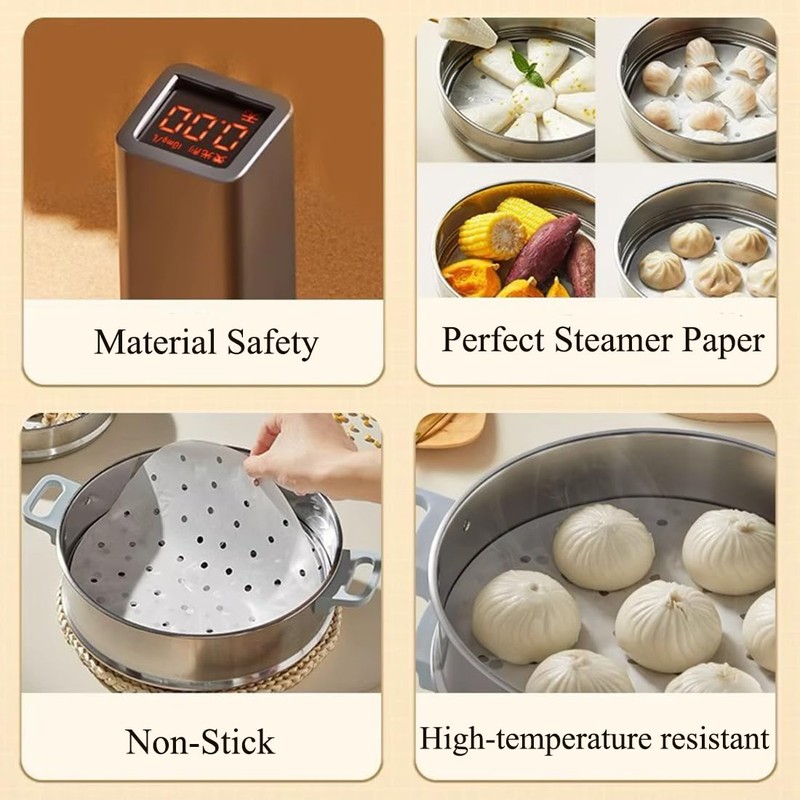 1000pcs Air Fryer Liners Disposable, 5 inch Bamboo Steamer Liners,