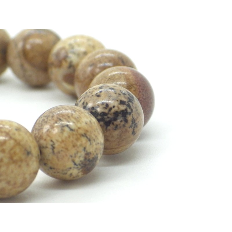 Ethnisches Herrenarmband aus braunen Jaspisperlen und zentraler Edelstahlperle