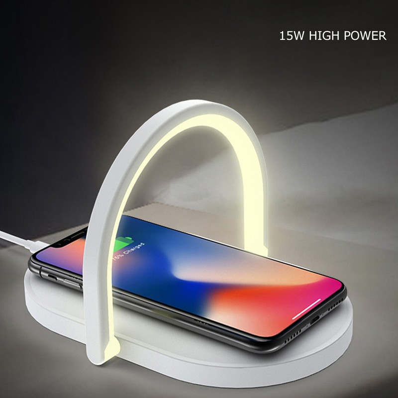15W Wireless Charging Night Light White Mini Charging Lamp for