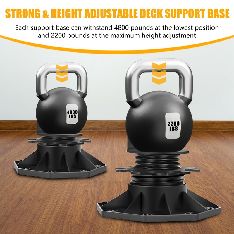 24 Pack Adjustable Deck Support Pedestal, Deck Foundation Base Support
