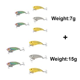 5PCS Fishing Lures Metal VIB Box Packed Hard Blade Baits for Bass Crankbaits Swimbaits Trout Walleye Crappie Saltwater Freshwater - SIZE: 7g+15g-10pcs