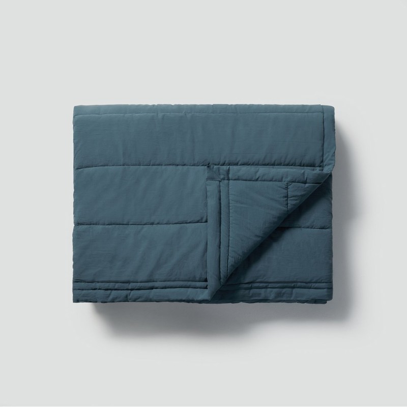 jaju [JAJU] Cotton Washed Pigment Quilted Blanket_SS_Teal Blue