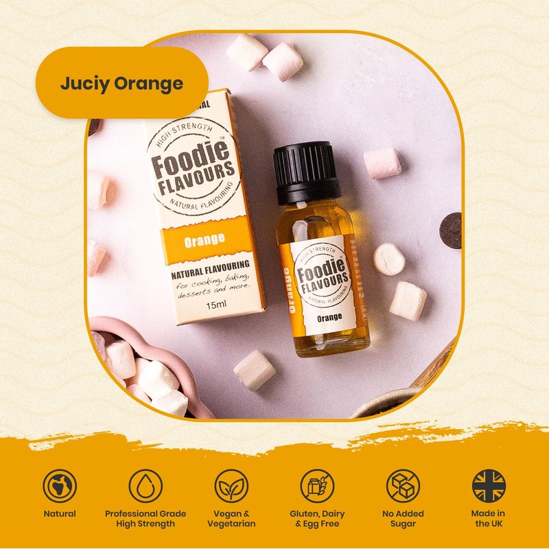 Foodie Flavours Natural Orange Flavouring, High Strength - 15ml
