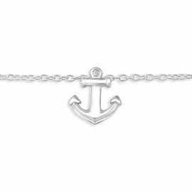 Monkimau Anklet Silver with Anchor Pendant Made of 925 Sterling Silver Anchor Anklet Women Charm Anklet Women's Jewellery Gifts for Children Girls Women, Sterling Silver