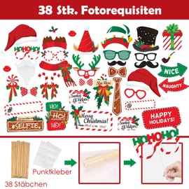 Christmas Inflatable Photo Frame 39 Pieces Photo Props Christmas Decoration Photo Box Accessories Santa Photo Frame Red Photo Props Photo Booth Props