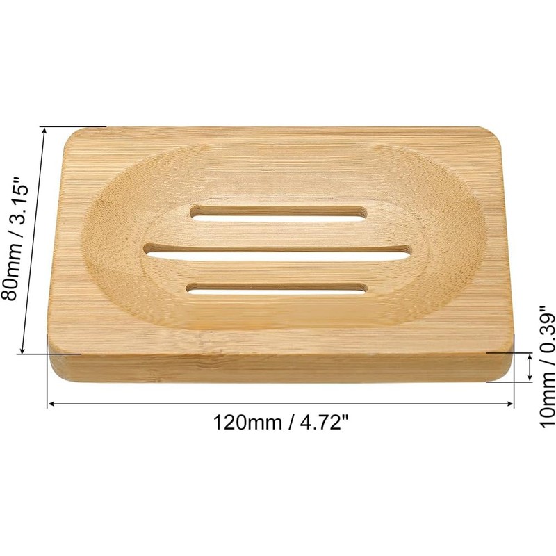 Kandid Eco-Friendly Bamboo Soap Dish with Drainage Slots - Natural