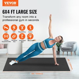 Exercise Mat, Non Slip High Density Premium Yoga Mat, Exercise Yoga Mat for Men & Women, Fitness & Exercise Mat with Bag & Carry Strap, for All Types of Home Yoga, Pilate & Floor Workout (6x4ft)