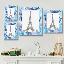 Mardesigns Sea Dolphins 5x7 Picture Frame, Dolphins Photo Picture Frame Display 5x7 or 4x6 Pictures for Wall and Table Vertical or Horizontal Display Photo Frame