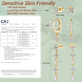 MACACHII 3 Pairs of Earrings 925 Silver Set for Women 14 Carat Gold-Plated Hanging Stackable Hoop Earrings Hypoallergenic Jewellery Huggie Helix Tragus for Multiple Piercings Ear